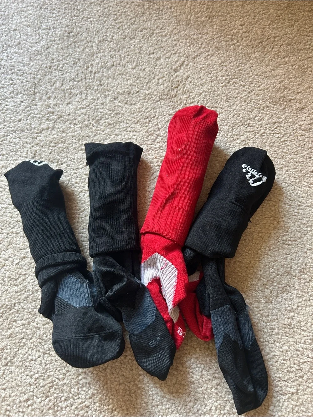 Soccer Socks in Black & Red - Unbranded